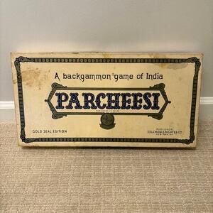 Vintage 1959 PARCHEESI No. 2 Gold Seal Edition Selchow & Righter Mostly Complete
